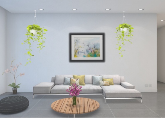 Plant Based Living Room Design Rendering