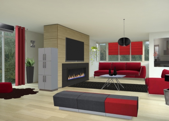 Sala,#00  ( rojo,negro,gris) Design Rendering