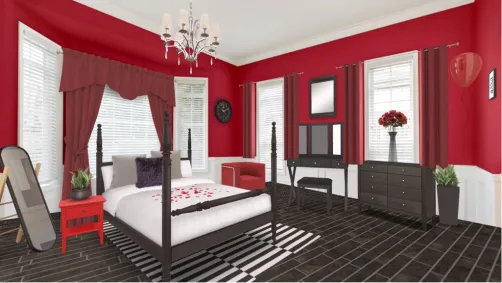 Red and black bed room 