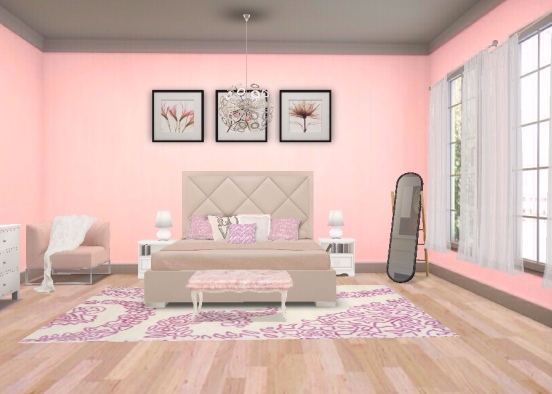 Pretty in Pink Bedroom Design Rendering