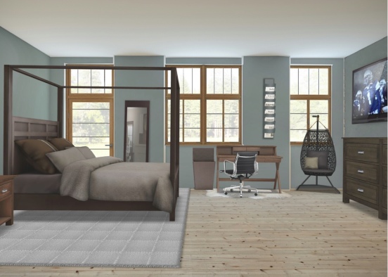 brown teen bedroom Design Rendering
