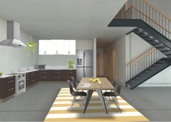 Yellow Modern Kitchen Design Rendering
