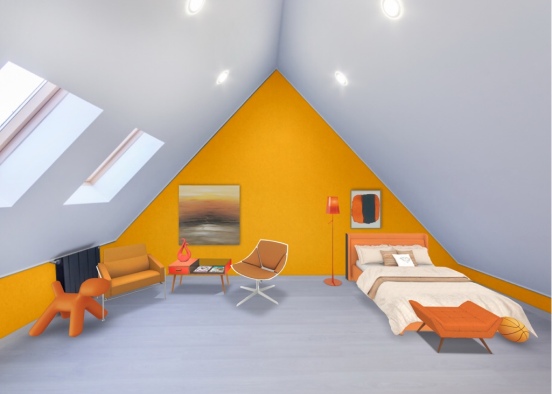 shades of orange room Design Rendering