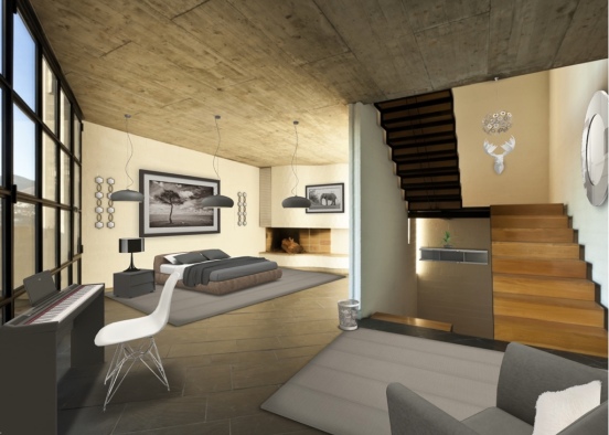My black and white room Design Rendering