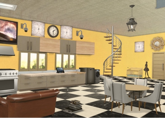 Grey & Yellow Kitchen Style 💛🌆🗿 Design Rendering