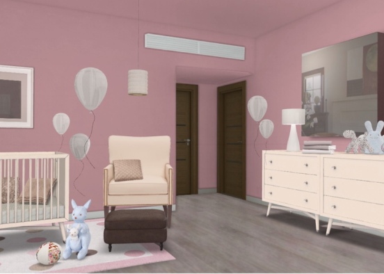 Nursery for babygirl Design Rendering