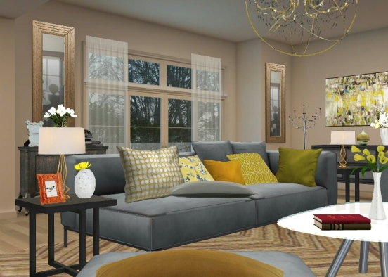 Yellow livingroom  Design Rendering