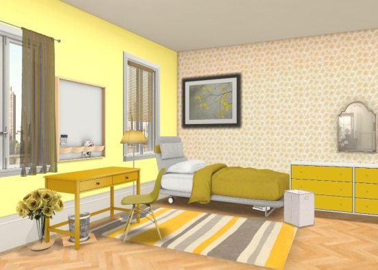 quarto amarelo Design Rendering