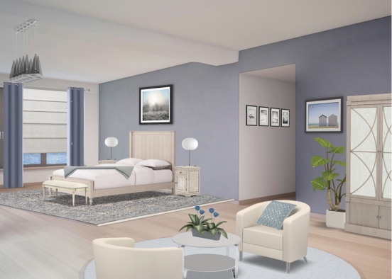 Grey & Blue Bedroom   Design Rendering