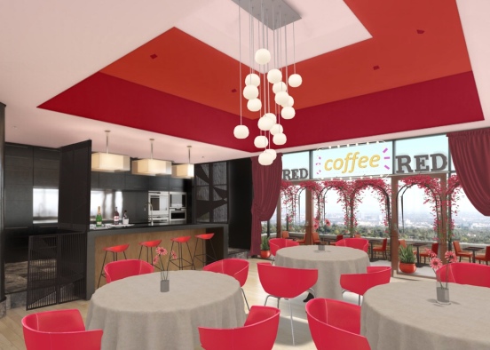 Red restaurant Design Rendering