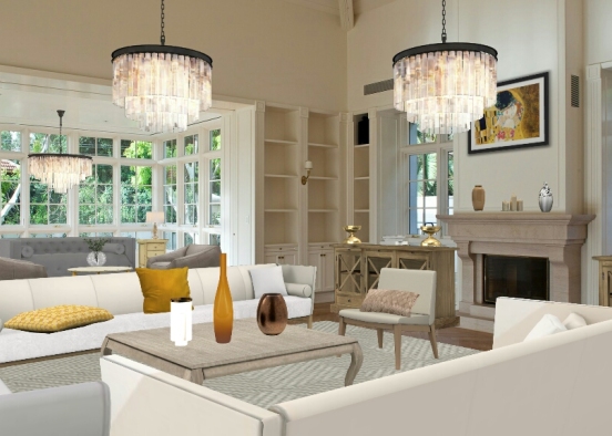 Cream Livingroom  Design Rendering