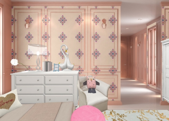 Pretty in pink bedroom Design Rendering