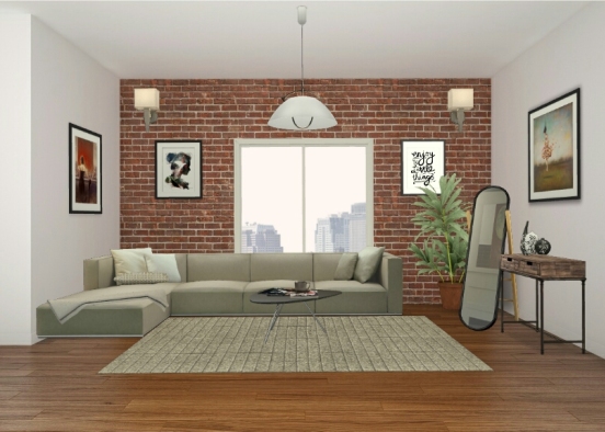 City Flat Livingroom Design Rendering