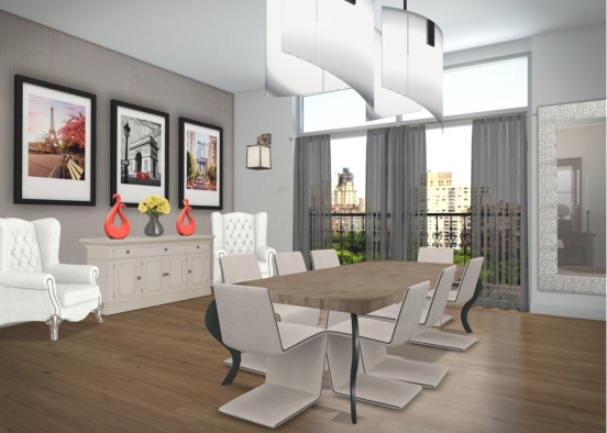 City apartment dining room  Design Rendering