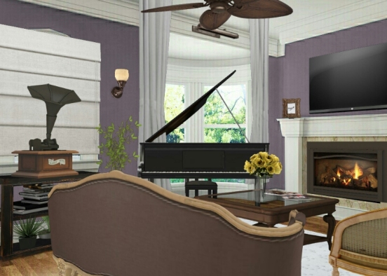 vintage style living room Design Rendering