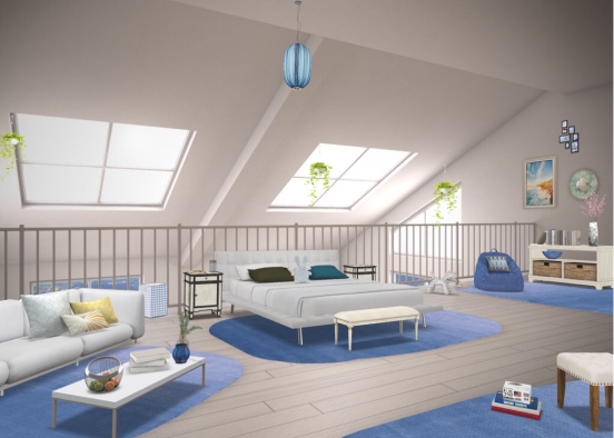 Coastal loft bedroom! Design Rendering