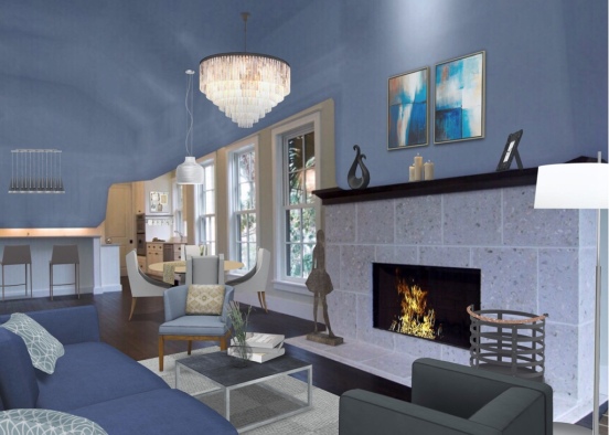 Blue Gray Living Room... Design Rendering