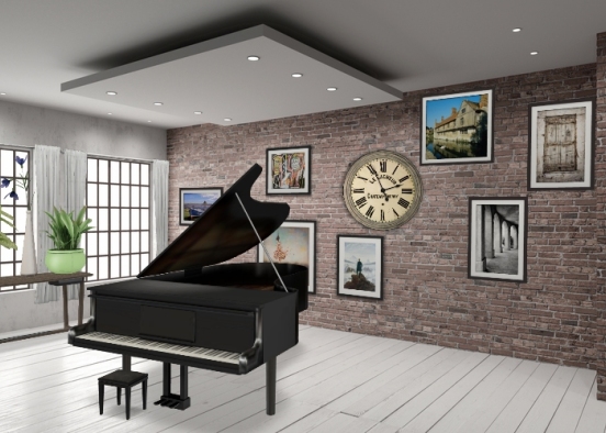 Relaxing piano room Design Rendering