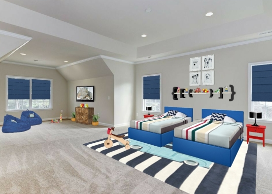 Boys Bedroom Design Rendering
