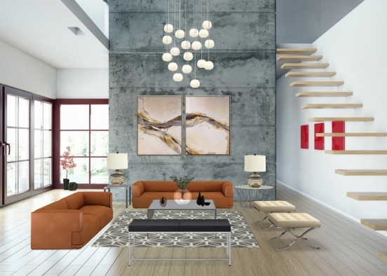 Minimalistic Living room Design Rendering