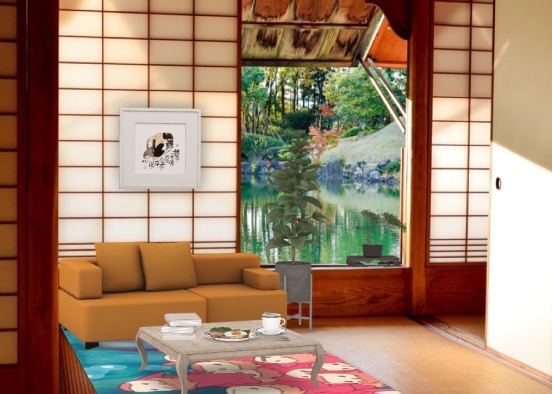 Chinese living room Design Rendering