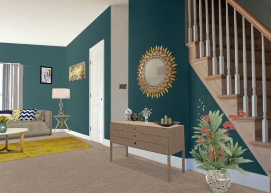 Living Room Entryway Design Rendering