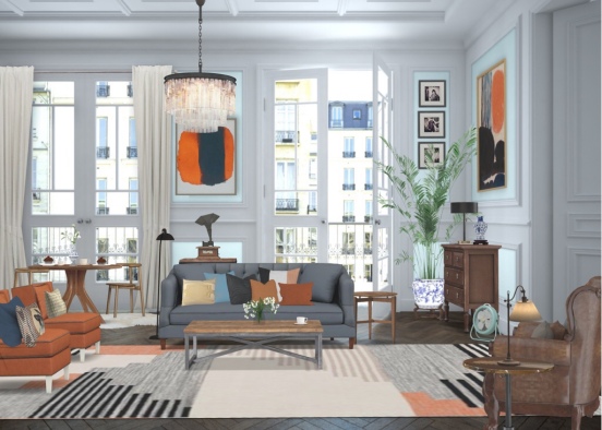 vintage style in an elegant apartment  Design Rendering