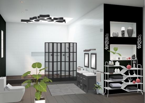 Salle de bain black & white Design Rendering
