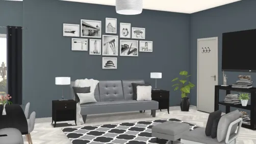 Grey blue modern livingroom  