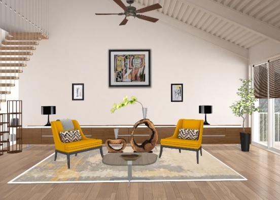 The yellow and brown room with a hint of black  Design Rendering