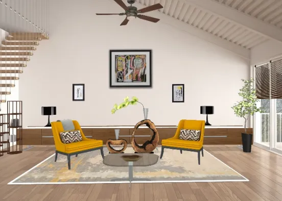 The yellow and brown room with a hint of black  Design Rendering