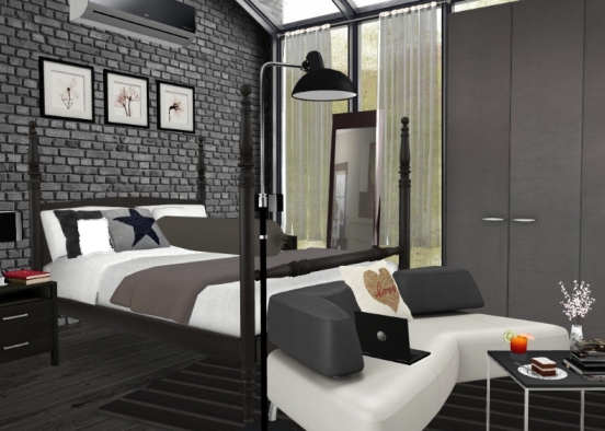 Black-white bedroom ideas❤ Design Rendering