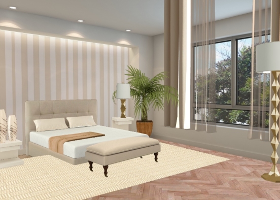 Slaapkamer beige Design Rendering