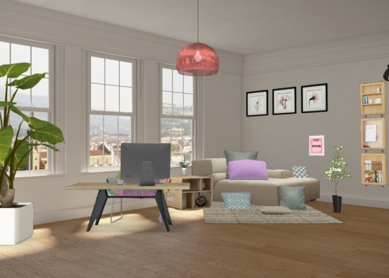 Sala de estar/quarto Design Rendering