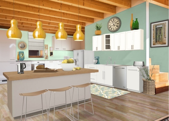 Colorful kitchen  Design Rendering