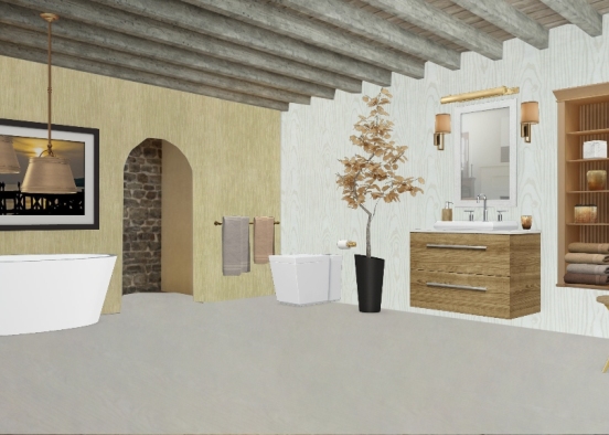 wood bathroom Design Rendering