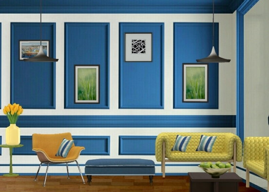 Blue Yellow Room. Design Rendering