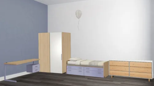 Небольшая комната сиреневого цвета.