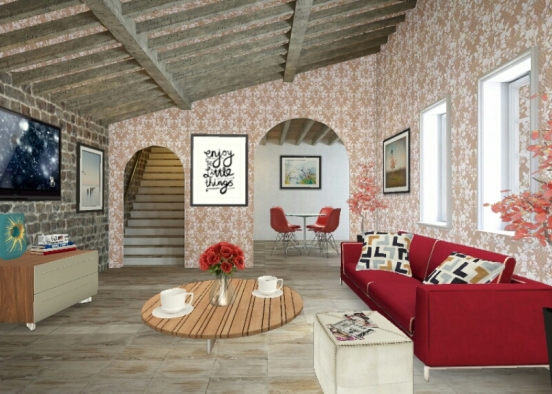 Stylish Living room Design Rendering