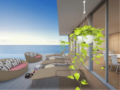 A relaxing outdoor seating area watching the sunset on a cruise ship.