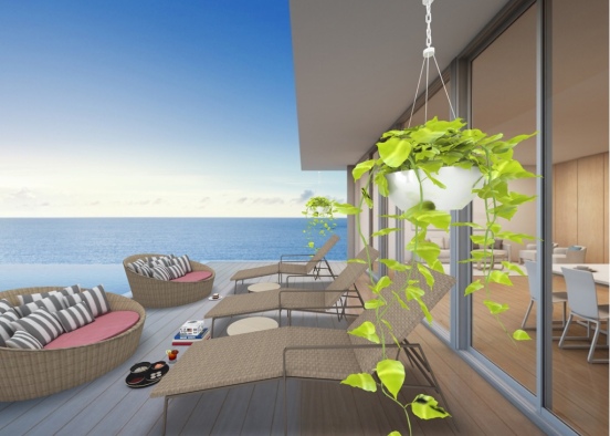 A relaxing outdoor seating area watching the sunset on a cruise ship. Design Rendering