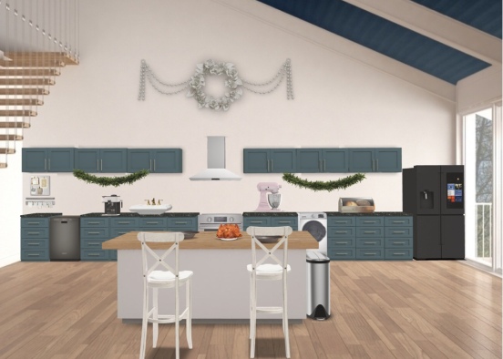 in the kitchen at Christmas Design Rendering