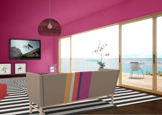 sala de estar PINK Design Rendering