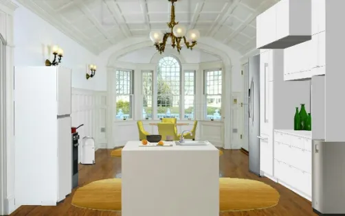 Breakfast nook in yellow and white