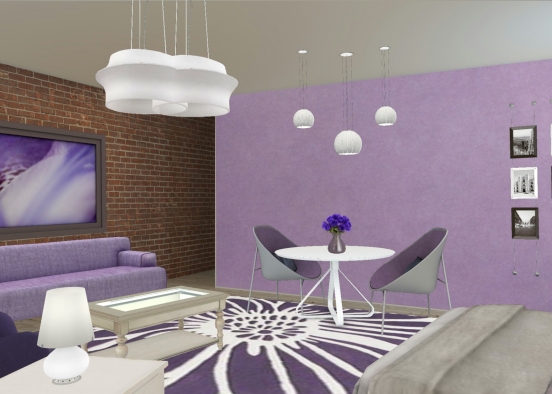 Purple Teen Bedroom  Design Rendering