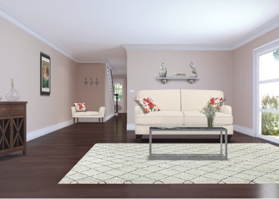 Red Living room Design Rendering