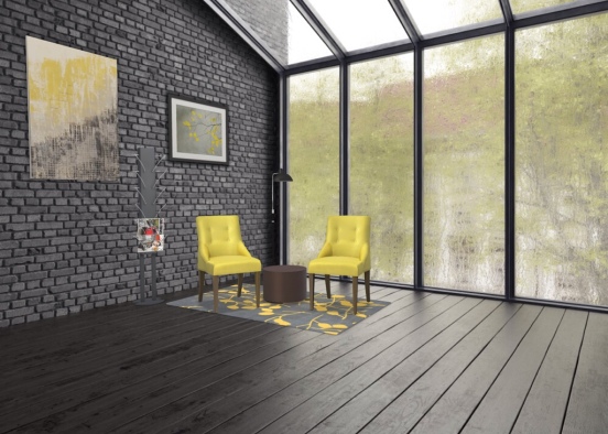 Black and Yellow Lounge Design Rendering