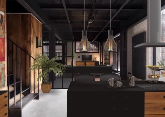 Project - Kitchen\Living Room Design Rendering