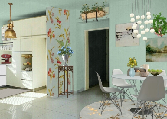 Cozinha/Sala de jantar  Design Rendering