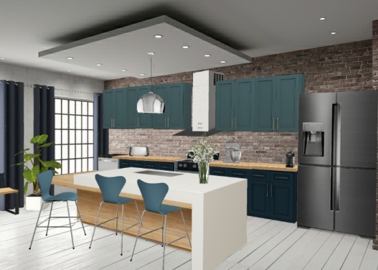 Teal kitchen Design Rendering
